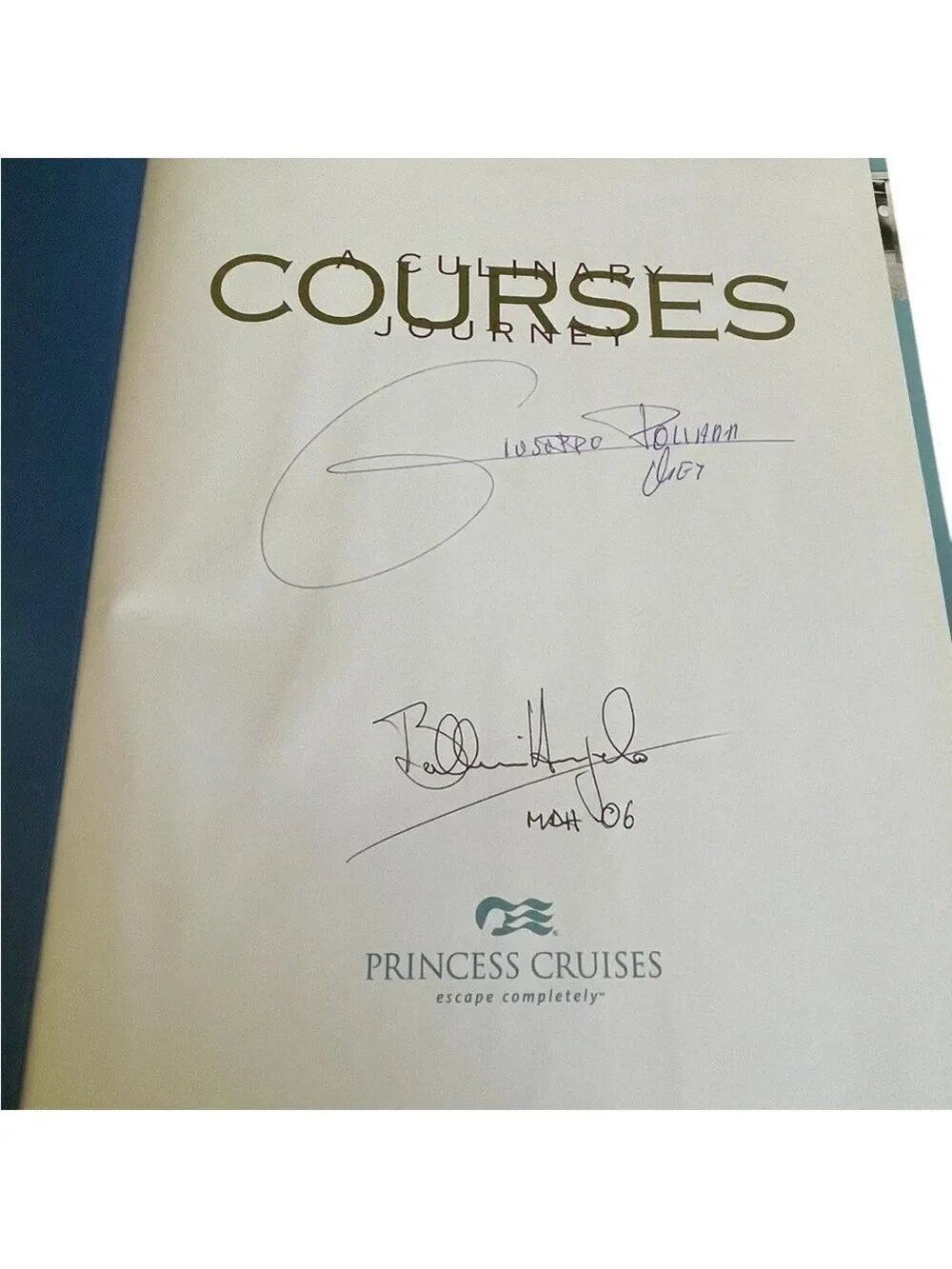 Autographed Courses, A Culinary Journey, by Princess Cruises, Cookbook